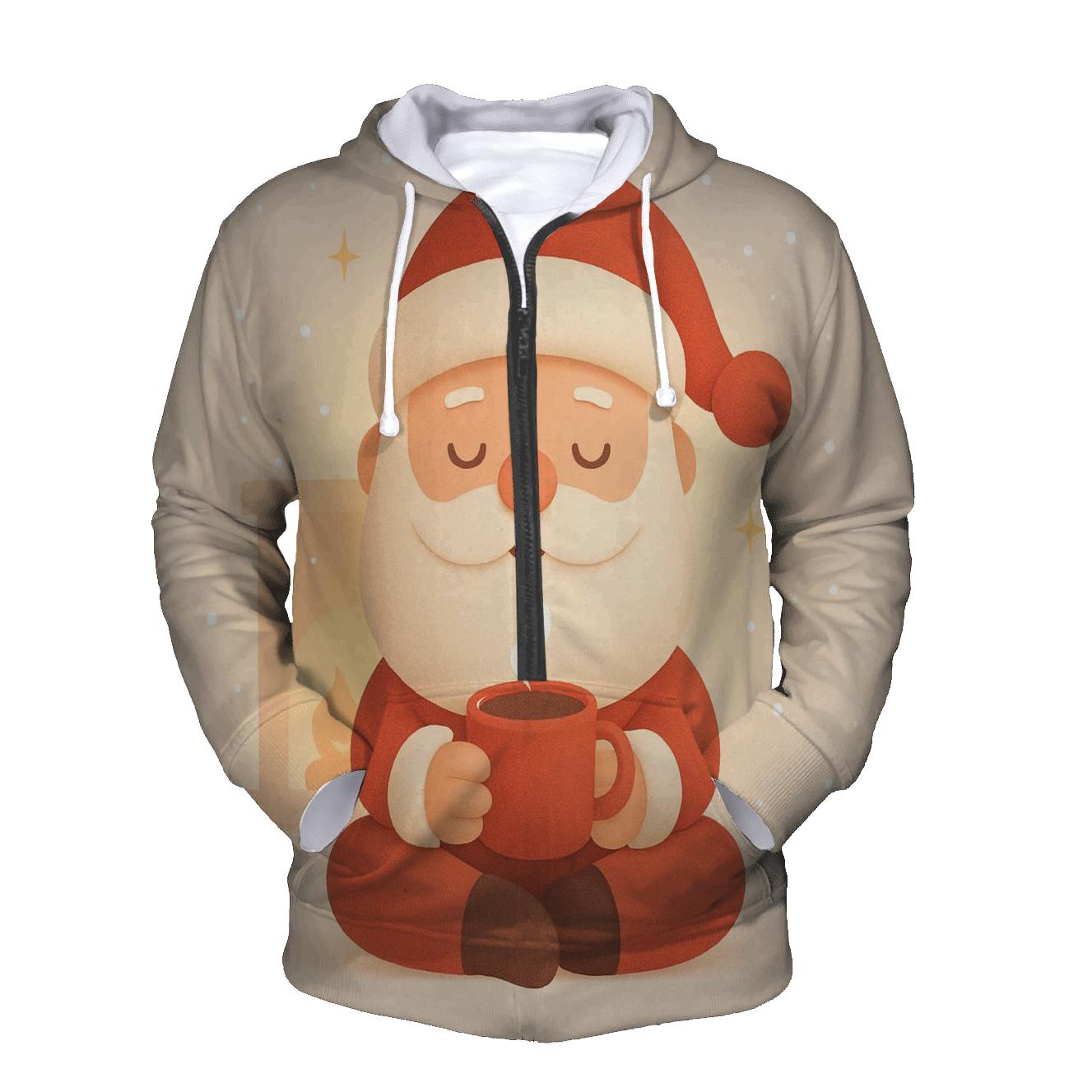 Minimal Cozy Santa With Fireplace Glow designer hoodies
