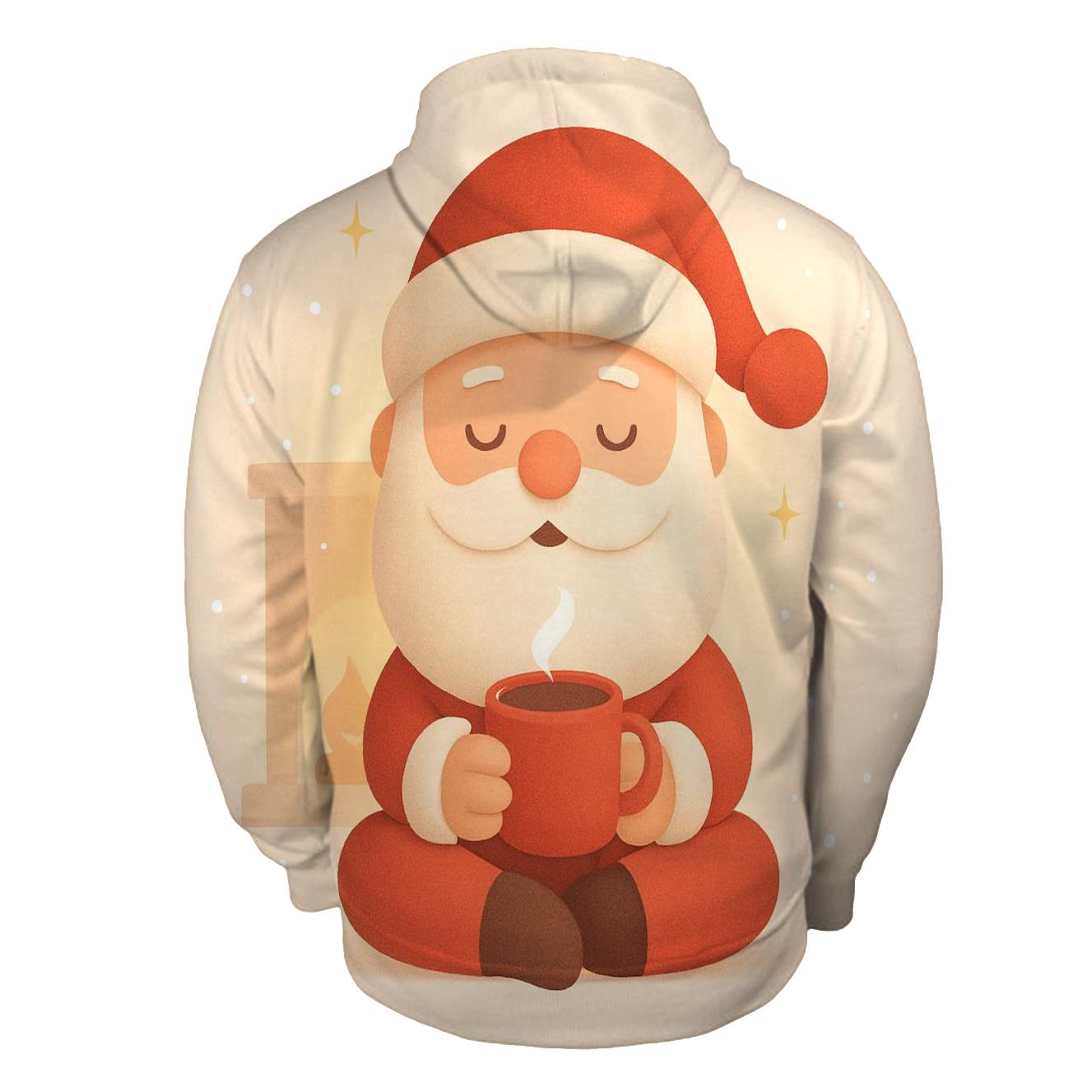 Minimal Cozy Santa With Fireplace Glow designer hoodies