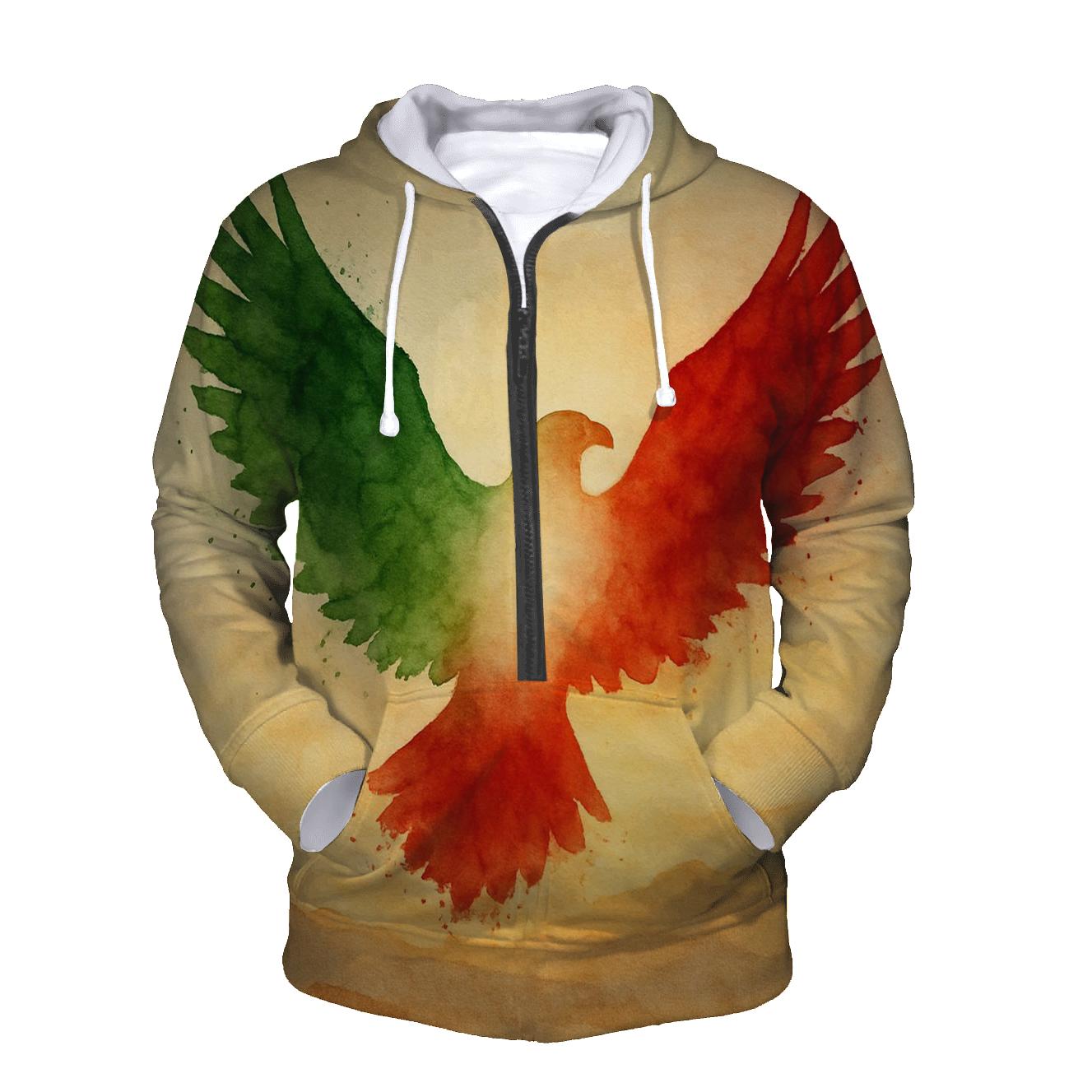 Mexico Eagle Silhouette Flag Overlay zip-up hoodies