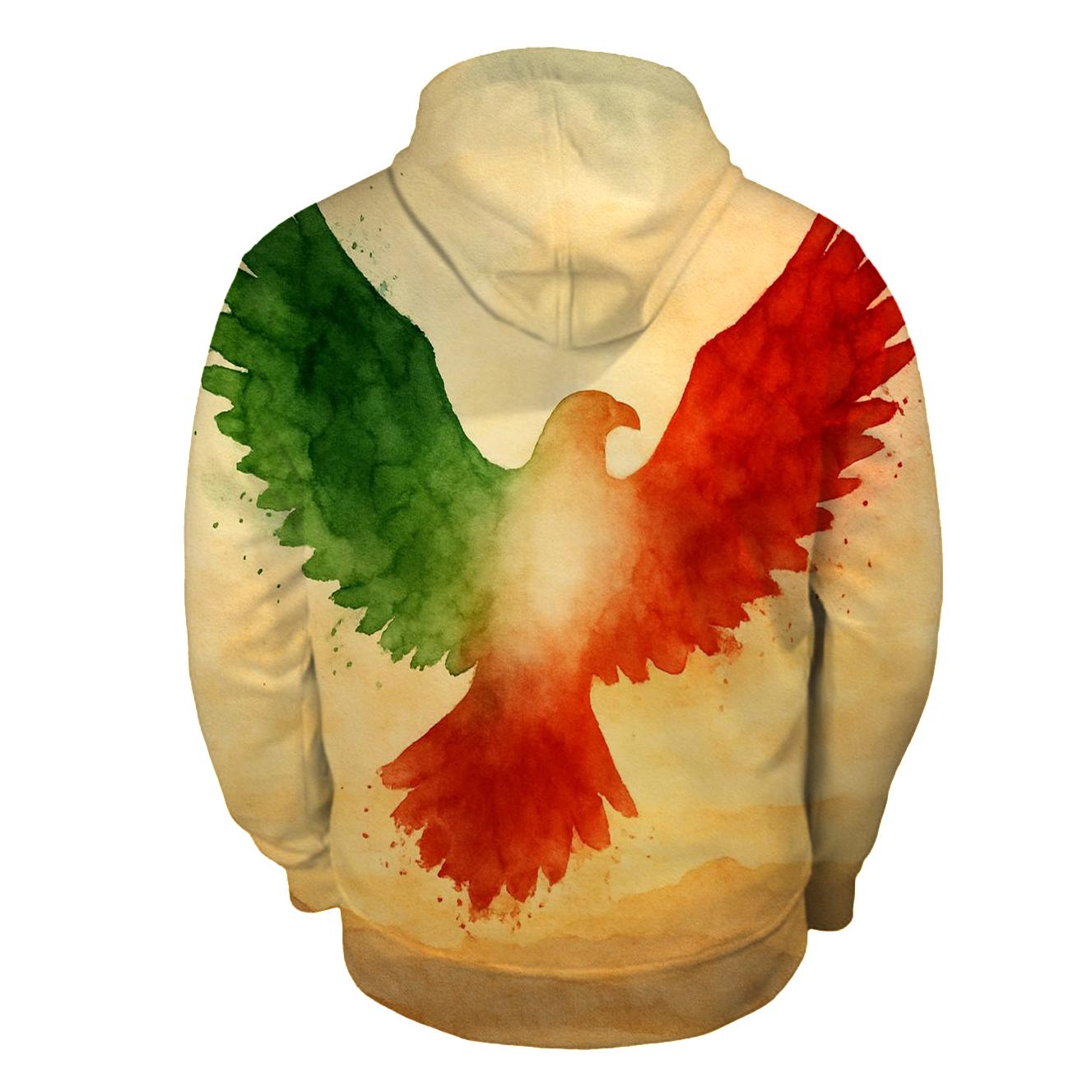 Mexico Eagle Silhouette Flag Overlay zip-up hoodies