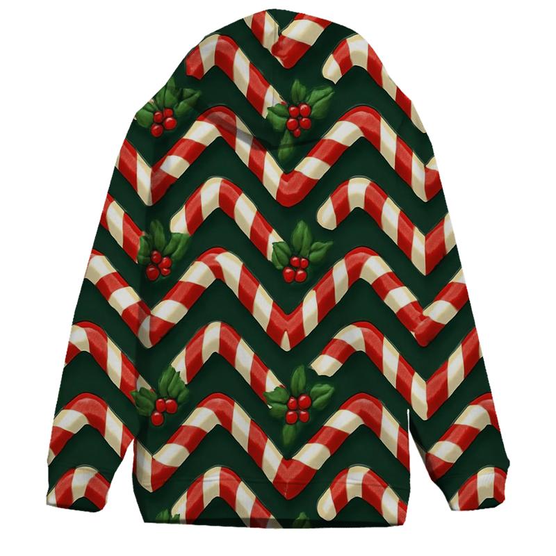Candy Cane Ribbon Chevron On Deep Evergreen Background custom hoodies