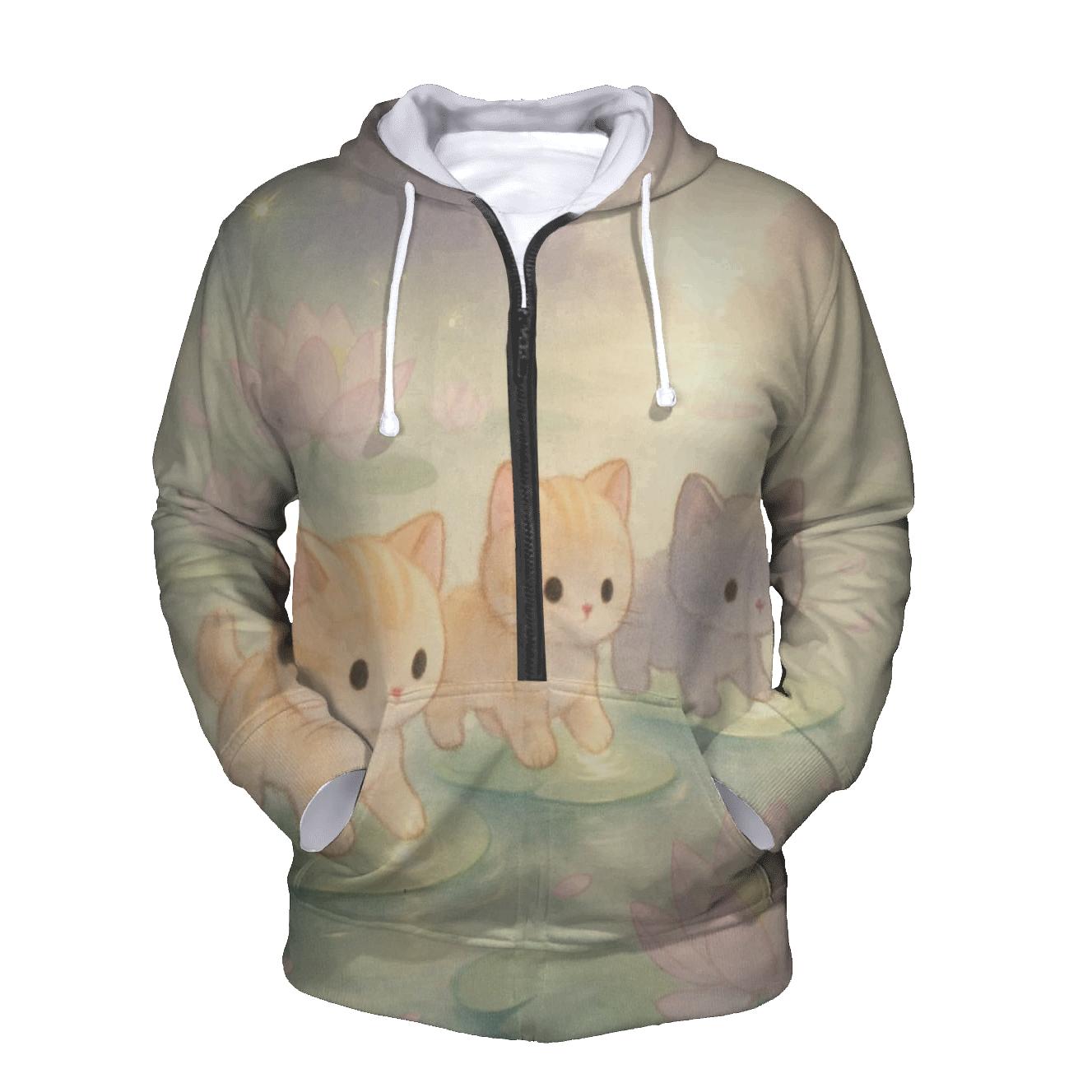 Floating Lotus Pond Kittens hoodies fashion