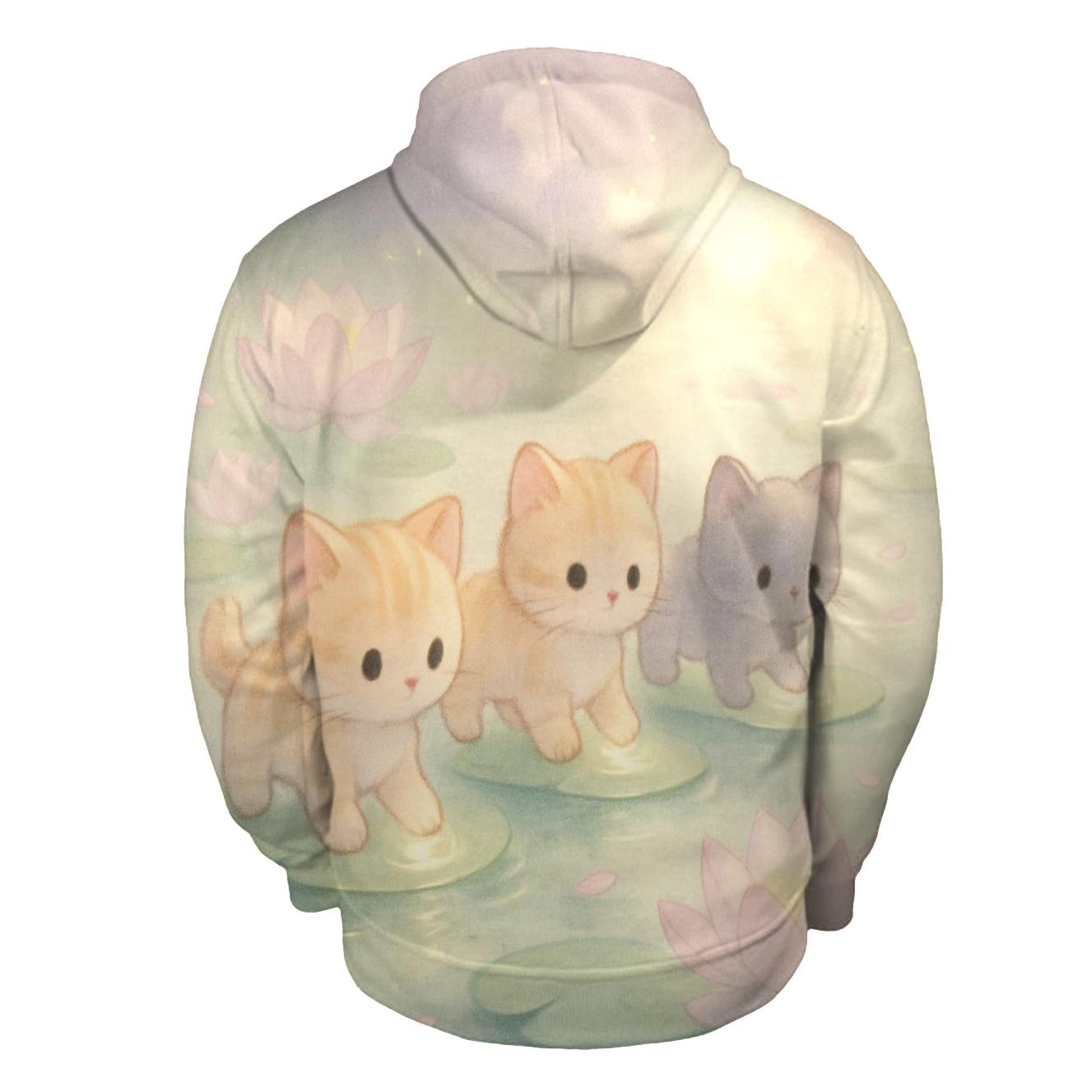 Floating Lotus Pond Kittens hoodies fashion