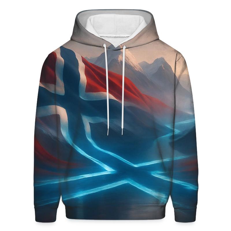 Norway Aurora Fjord Banner pullover hoodies