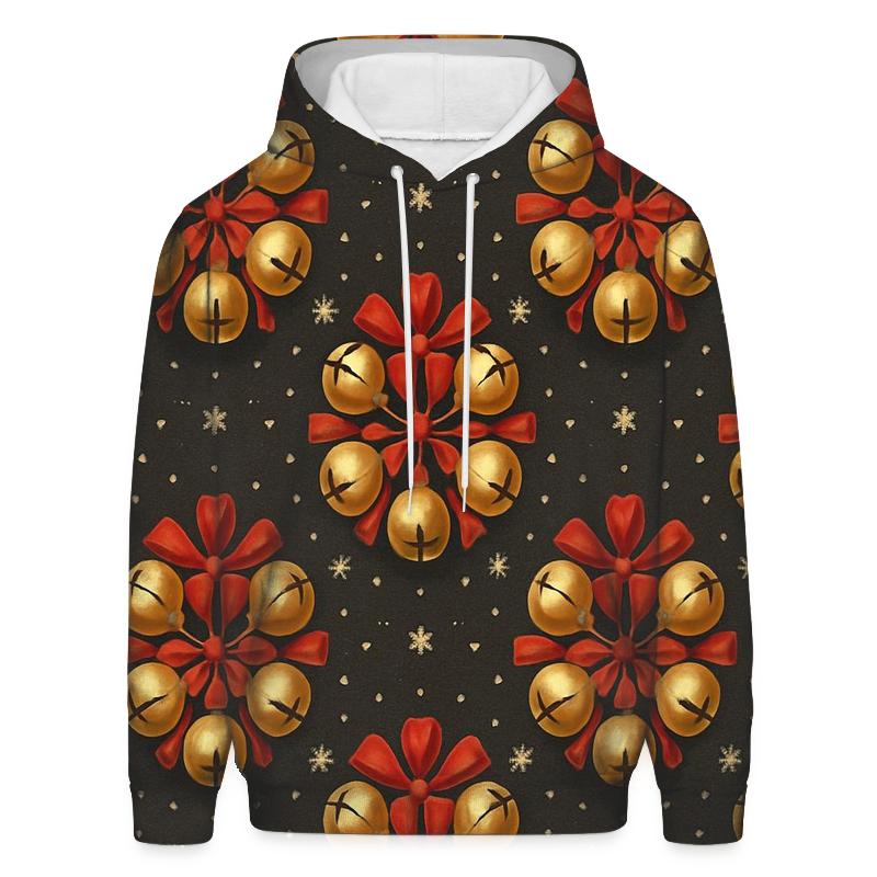 Golden Bell Rosette Medallions On Charcoal Background custom hoodies
