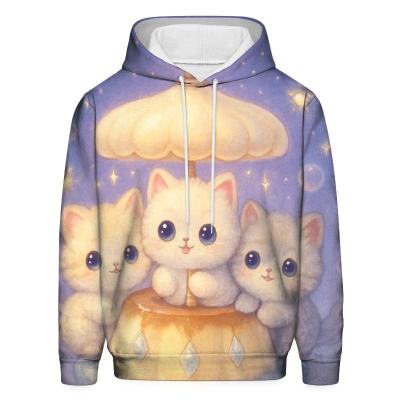 Moonlit Pudding Cat Carousel zip-up hoodies