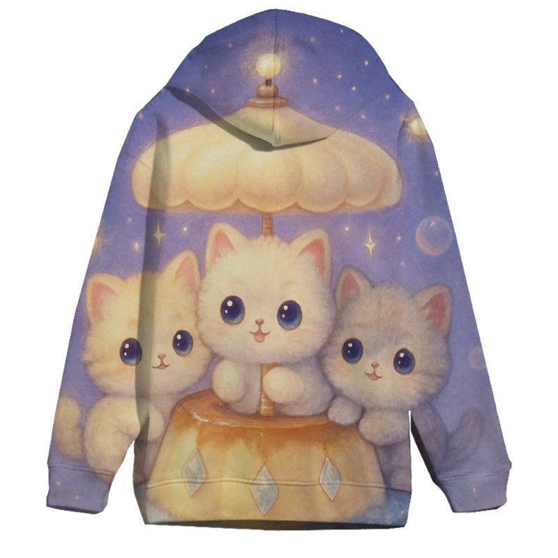 Moonlit Pudding Cat Carousel zip-up hoodies