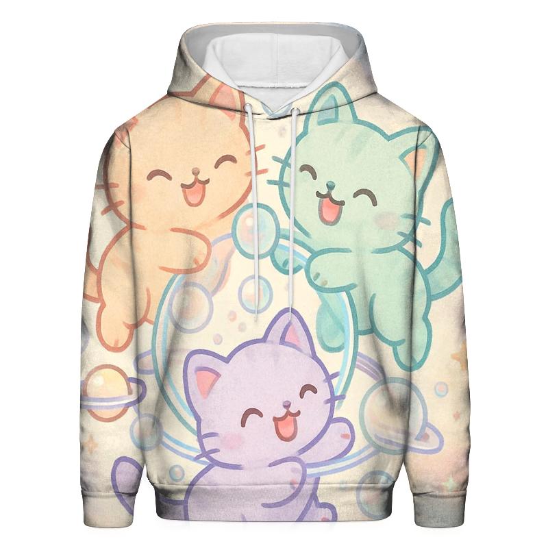 Bubble Planet Kitten Carousel graphic hoodies