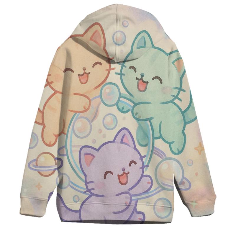 Bubble Planet Kitten Carousel graphic hoodies