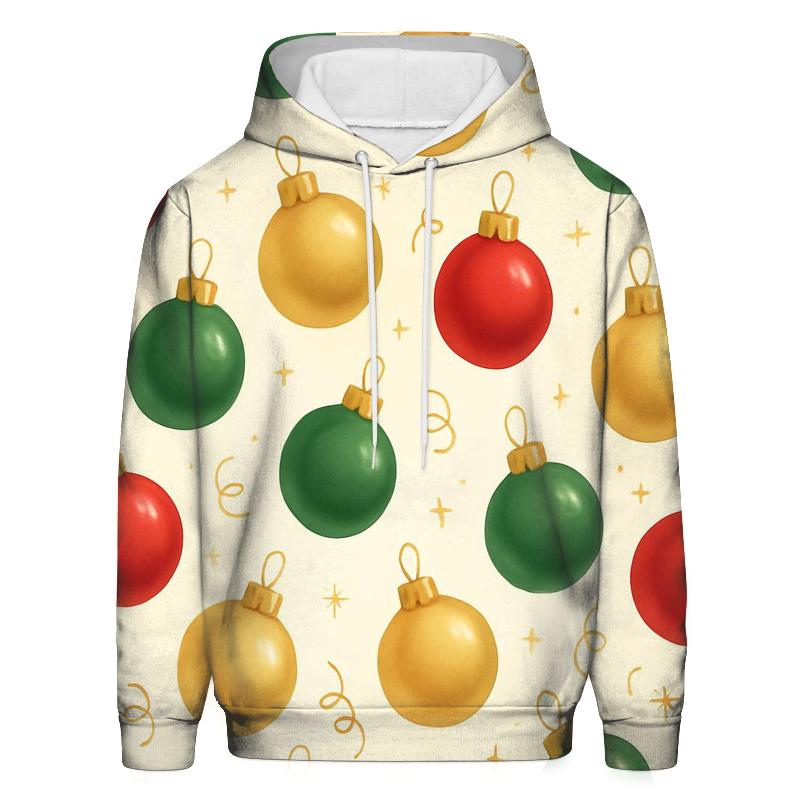 Red And Green Ornament Scatter On Cream Background graphic hoodies