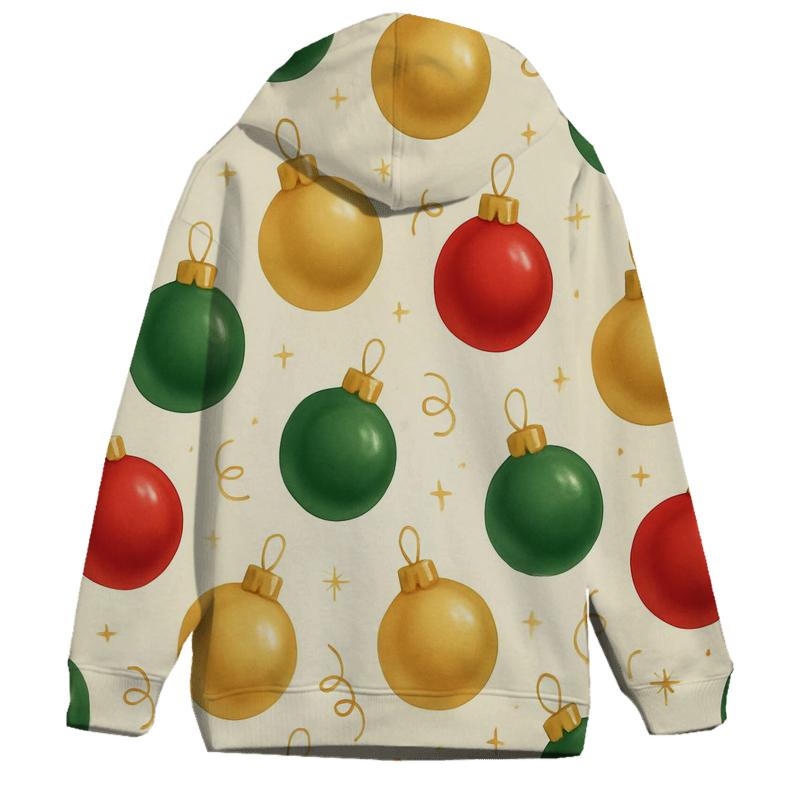 Red And Green Ornament Scatter On Cream Background graphic hoodies