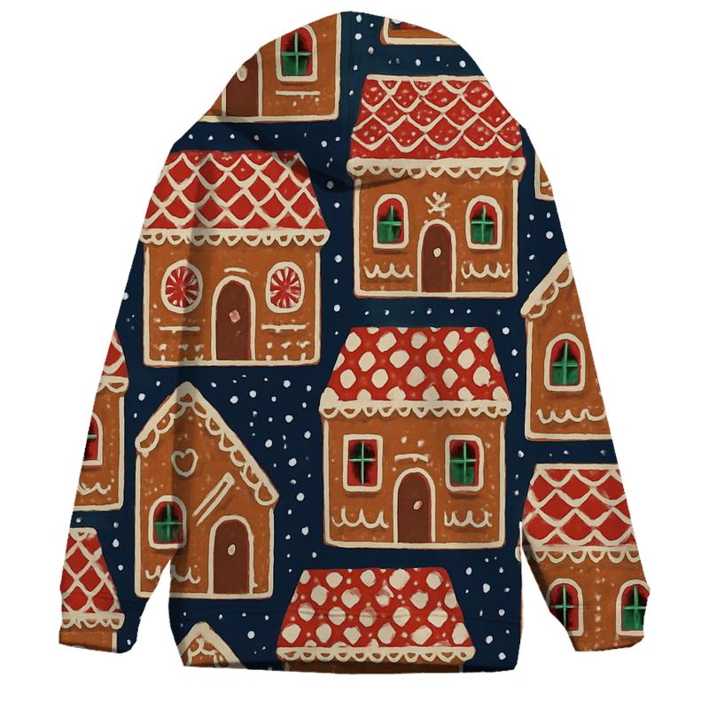 Gingerbread House Tile Blocks On Navy Background pullover hoodies