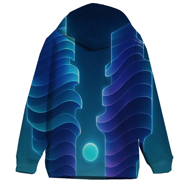 Indigo Soundwave Monoliths printed hoodies