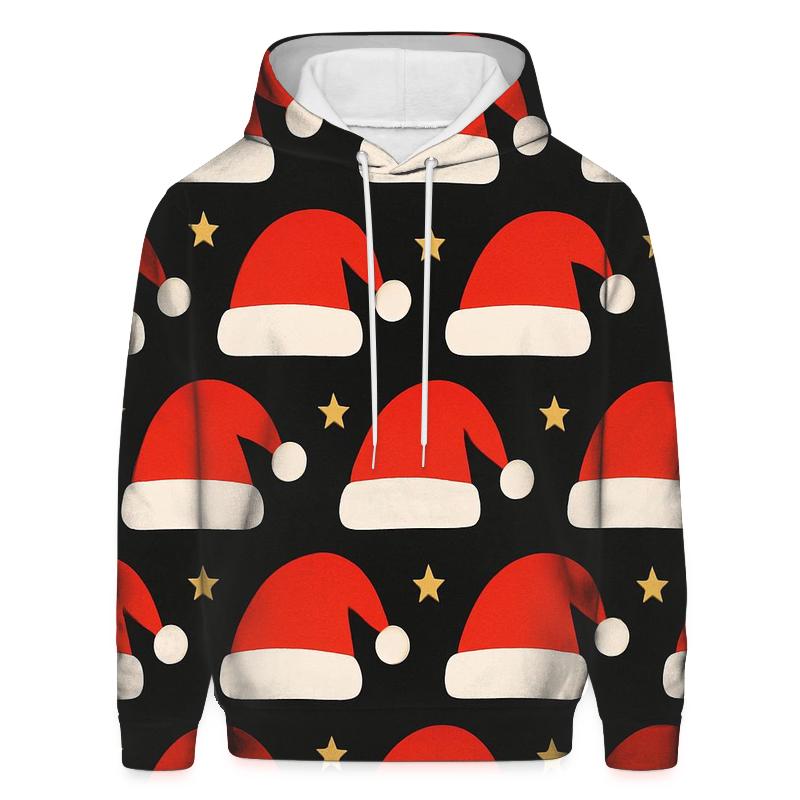 Santa Hat Stripe Bands On Black Background graphic hoodies