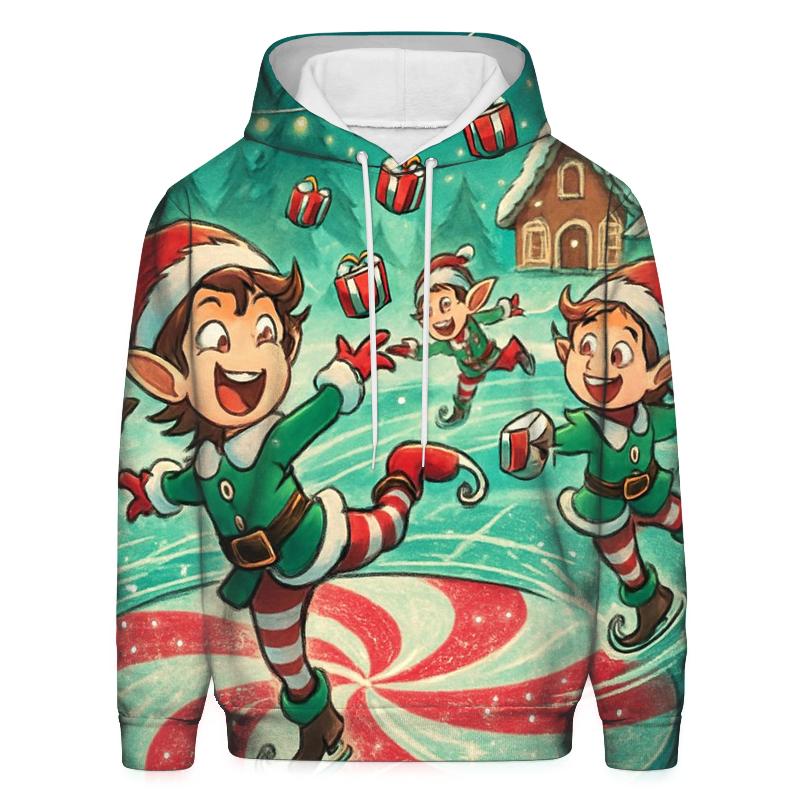 Elf Skate Party On Frozen Candy Pond custom hoodies