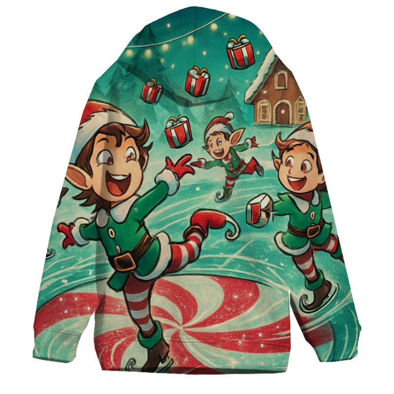 Elf Skate Party On Frozen Candy Pond custom hoodies