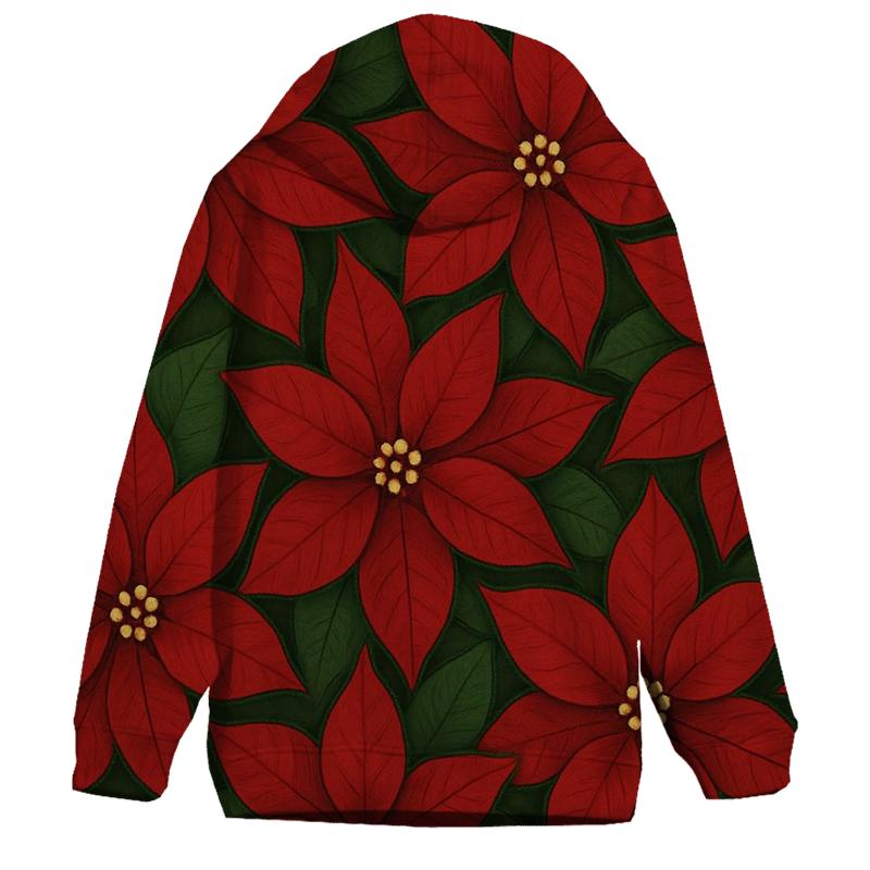 Poinsettia Petal Tessellation On Deep Green Background graphic hoodies