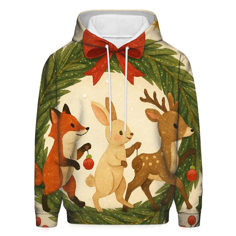 Winter Wildlife Wreath Parade hoodie trends