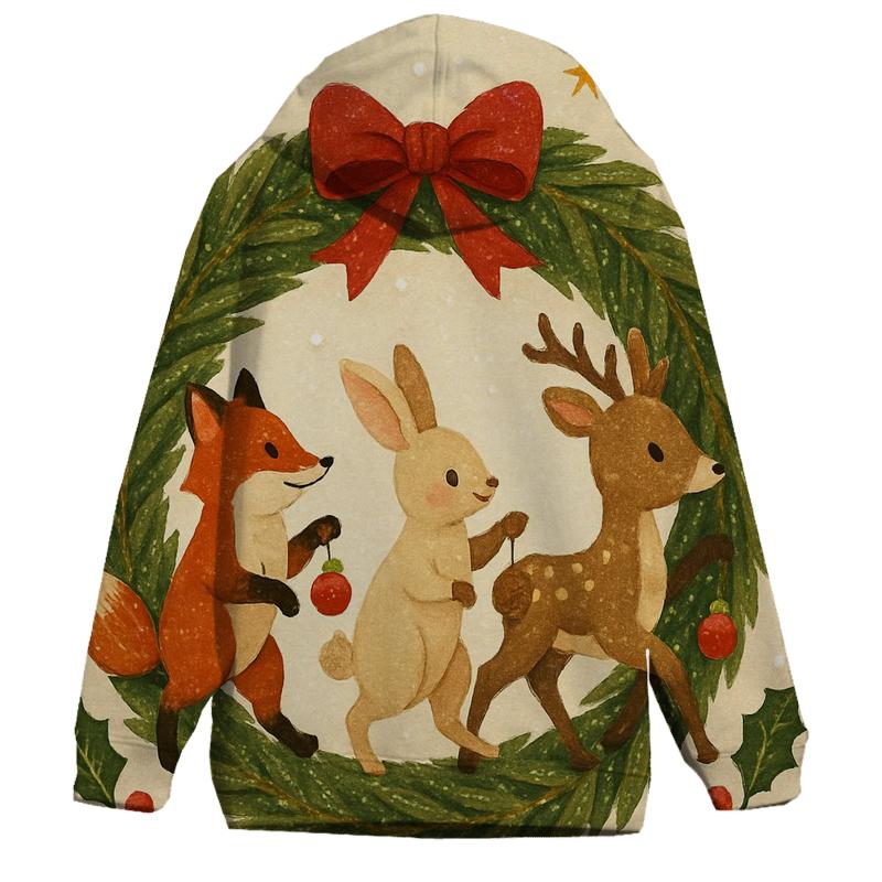 Winter Wildlife Wreath Parade hoodie trends