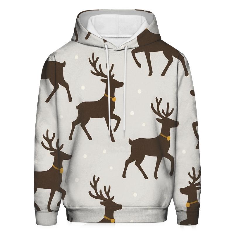 Reindeer Silhouette Diagonal March On Light Gray Background hoodies fashion