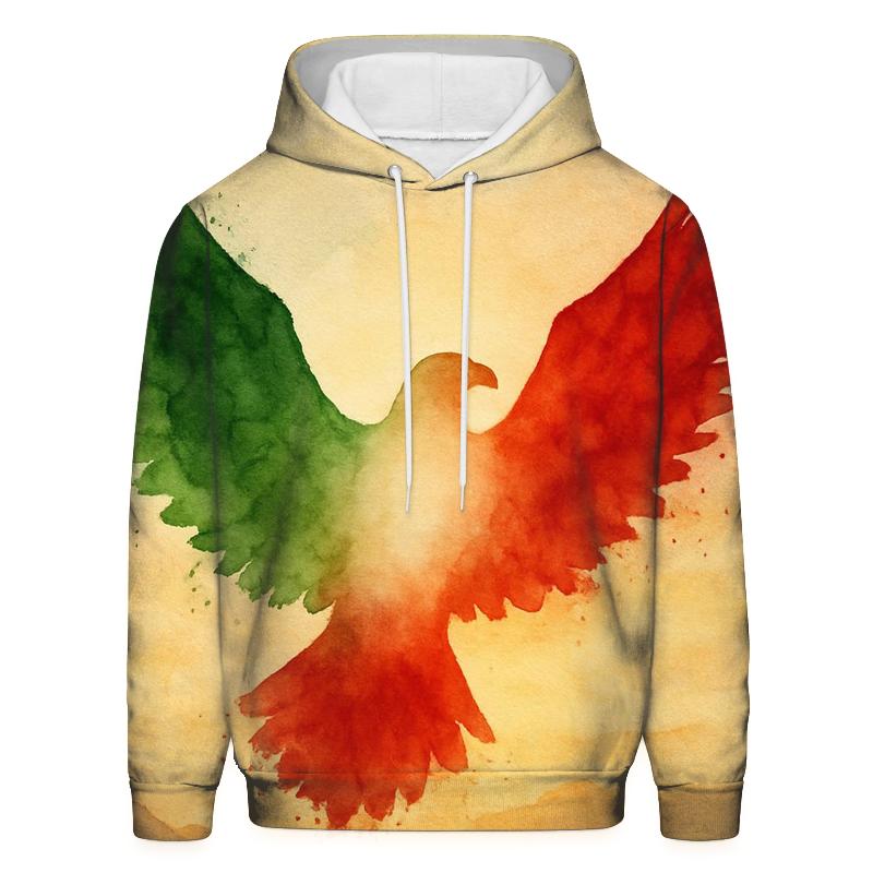 Mexico Eagle Silhouette Flag Overlay heavyweight hoodies