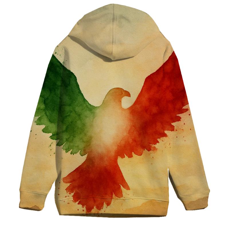 Mexico Eagle Silhouette Flag Overlay heavyweight hoodies