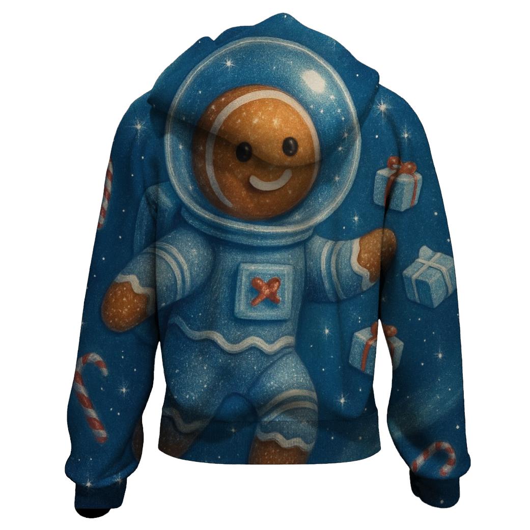 Gingerbread Astronaut Gift Drop printed hoodies