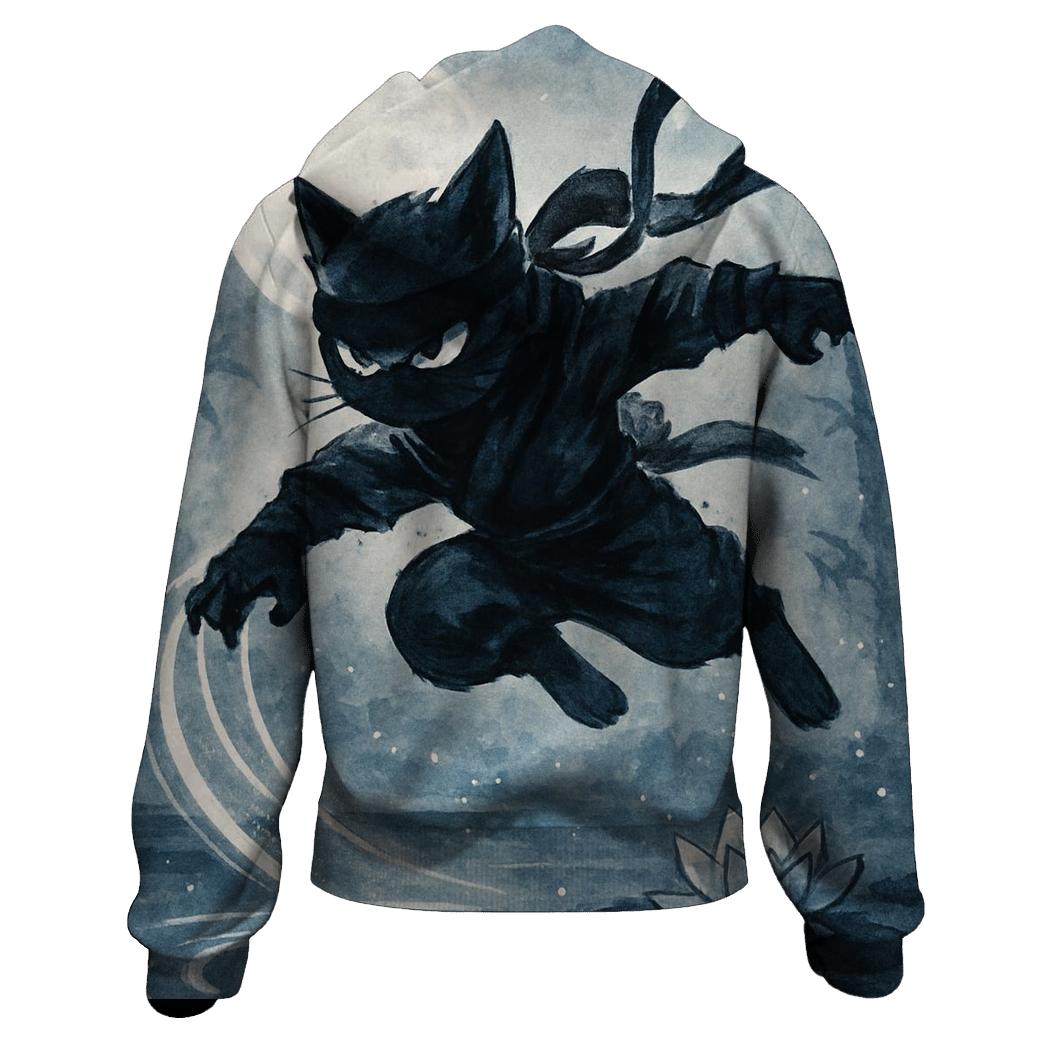 Koi Pond Moonlight Cat Ninja designer hoodies