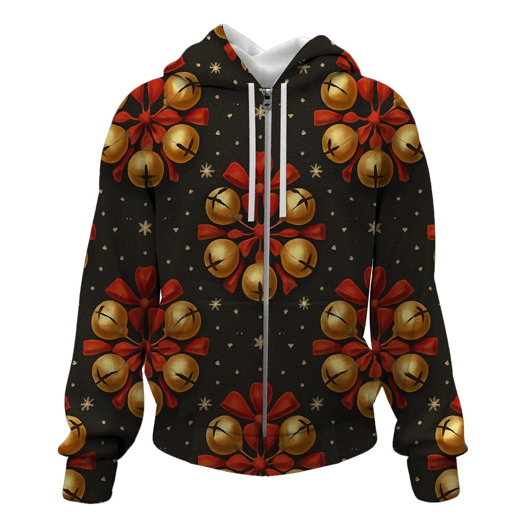 Golden Bell Rosette Medallions On Charcoal Background printed hoodies