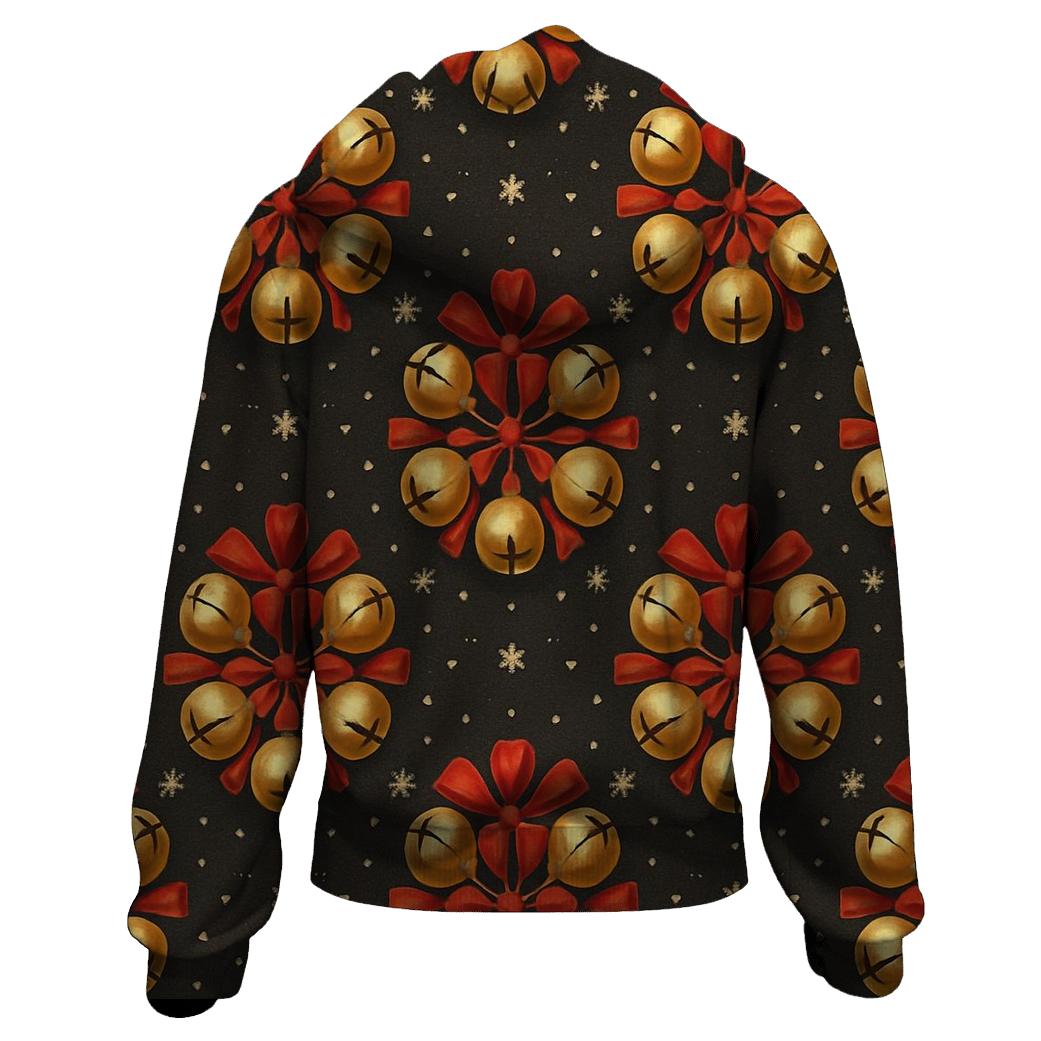 Golden Bell Rosette Medallions On Charcoal Background printed hoodies
