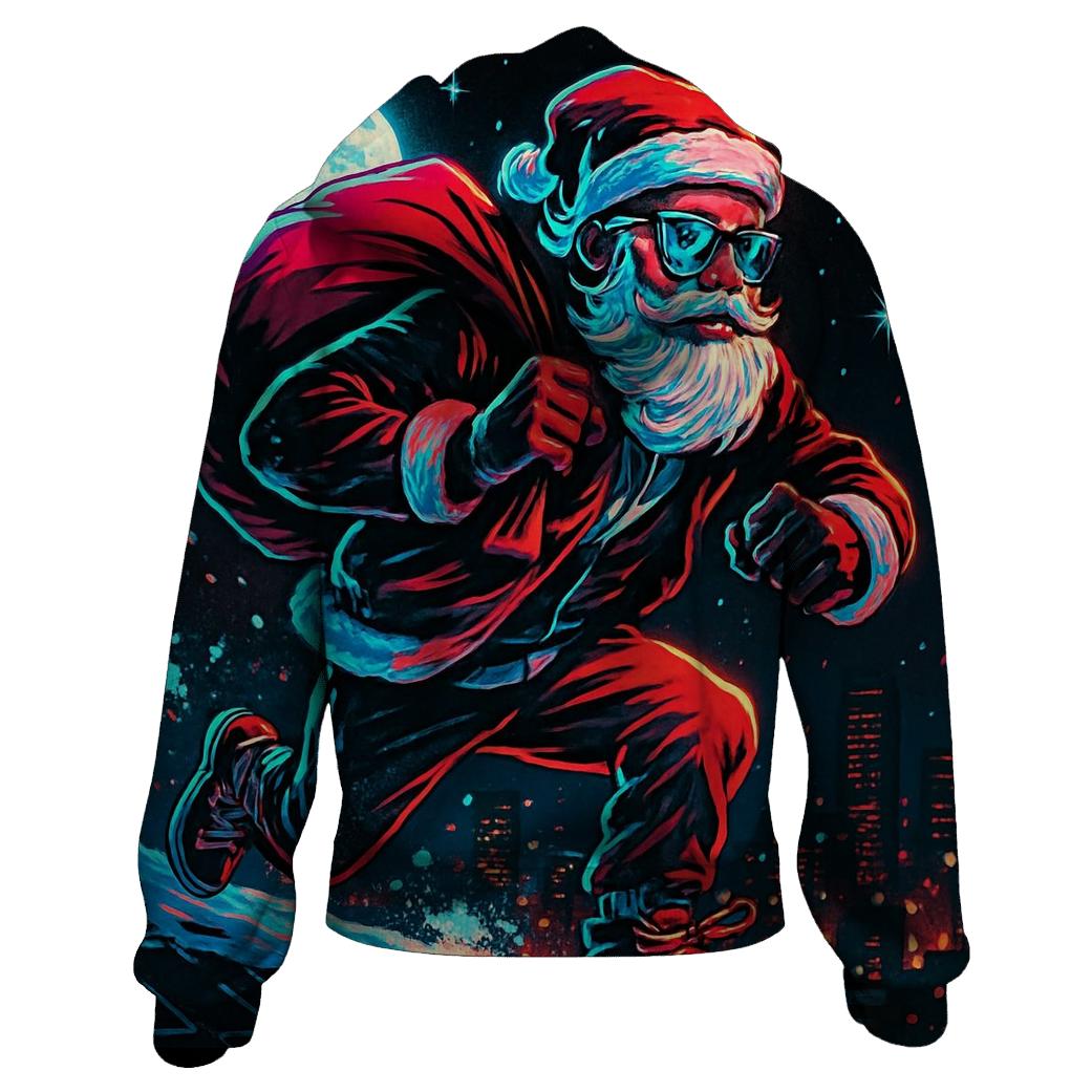 Neon Night Santa On A Rooftop Run hoodies fashion