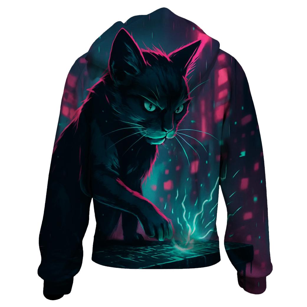 Neon Alley Circuit Cat hoodies fashion
