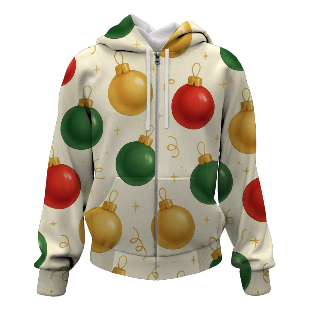 Red And Green Ornament Scatter On Cream Background graphic hoodies