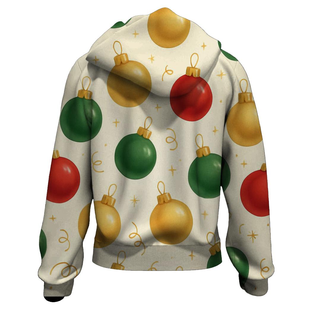 Red And Green Ornament Scatter On Cream Background graphic hoodies