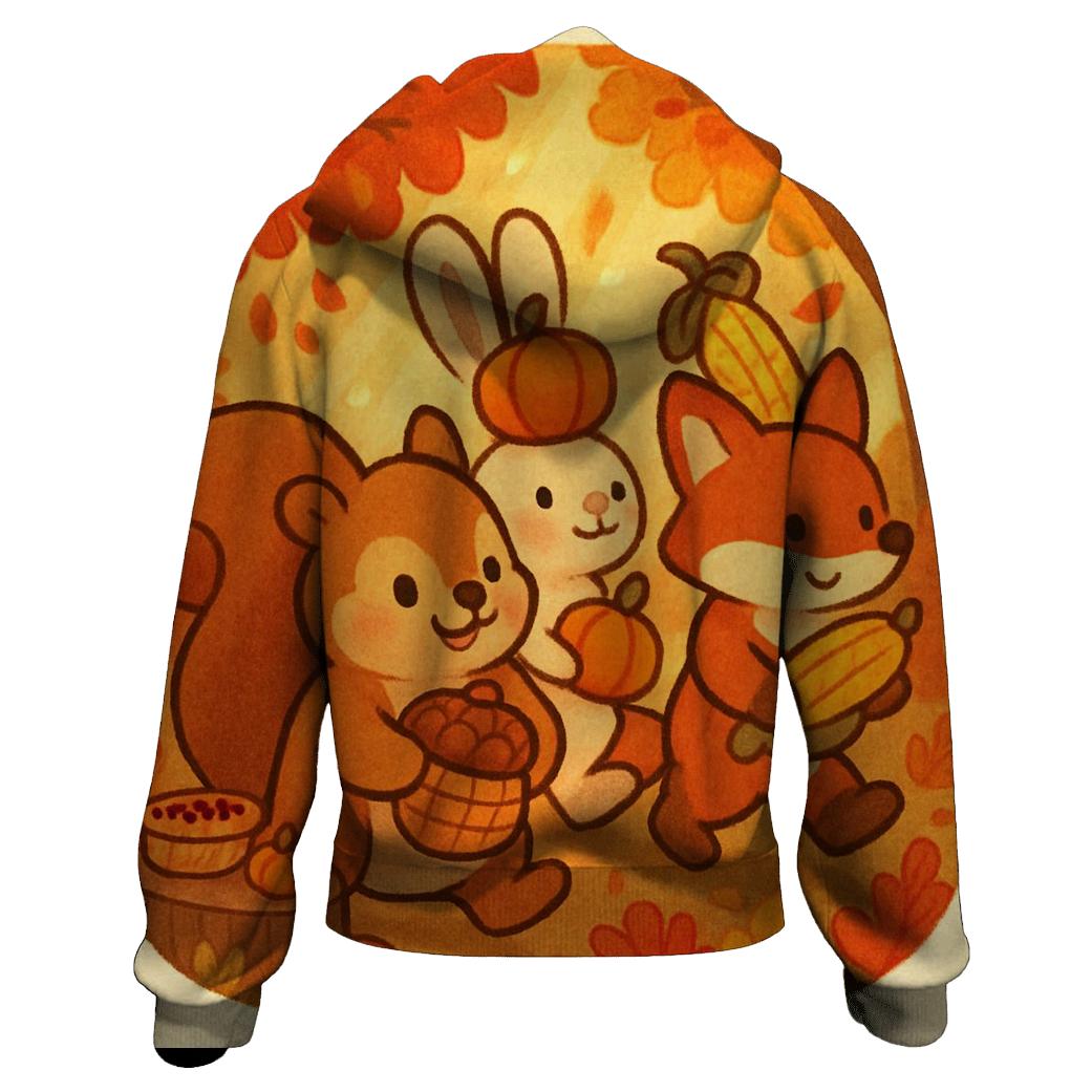 Woodland Friends Harvest Parade pullover hoodies