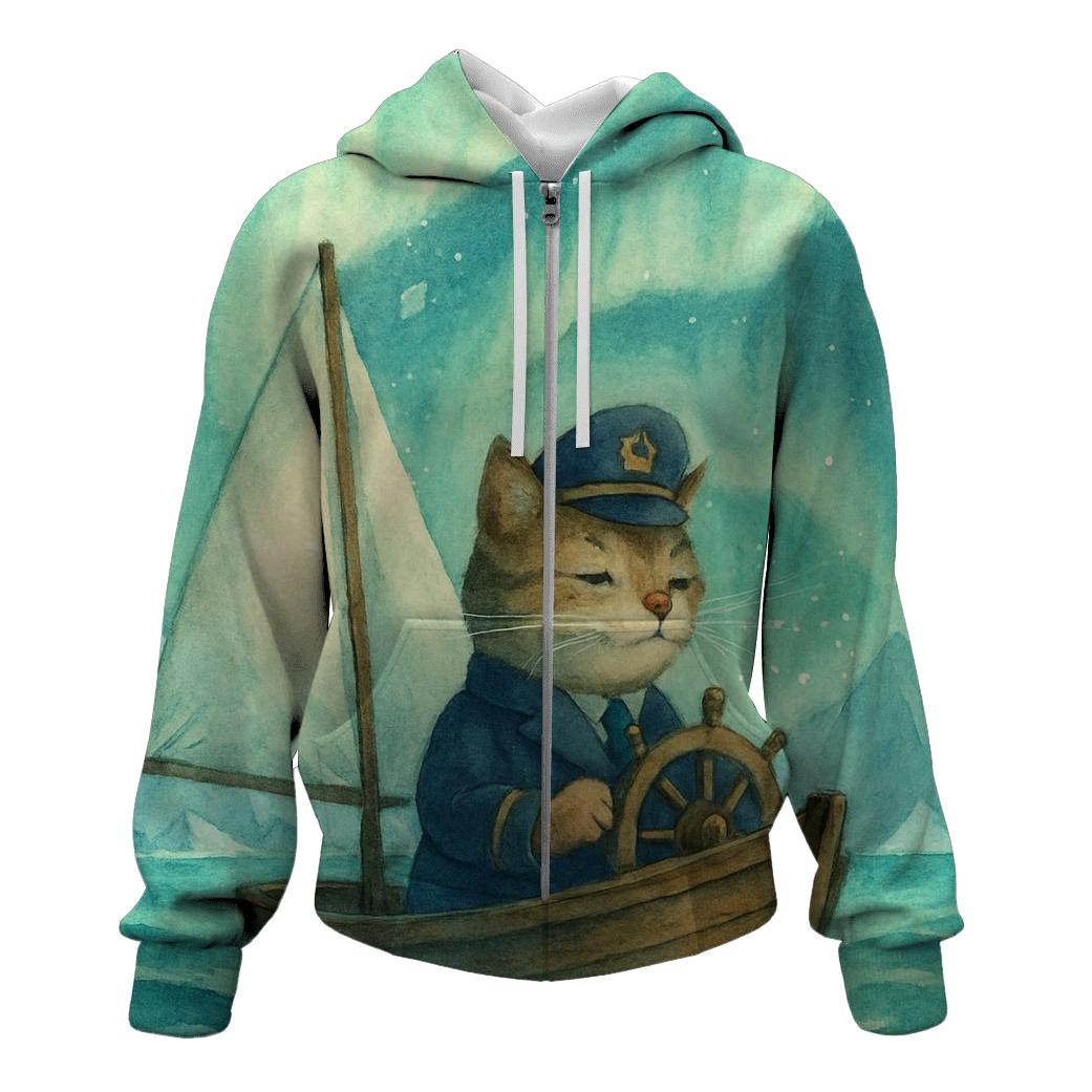 Aurora Sailing Cat Captain custom hoodies