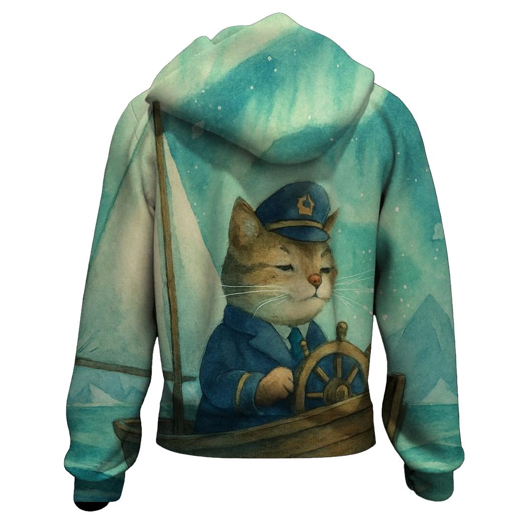 Aurora Sailing Cat Captain custom hoodies