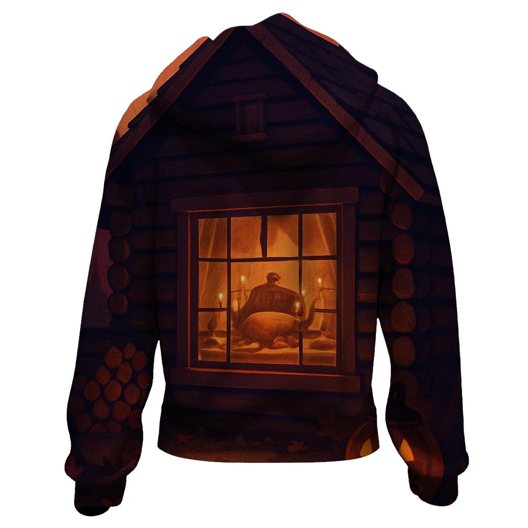 Gratitude Cabin Window Glow embroidered hoodies