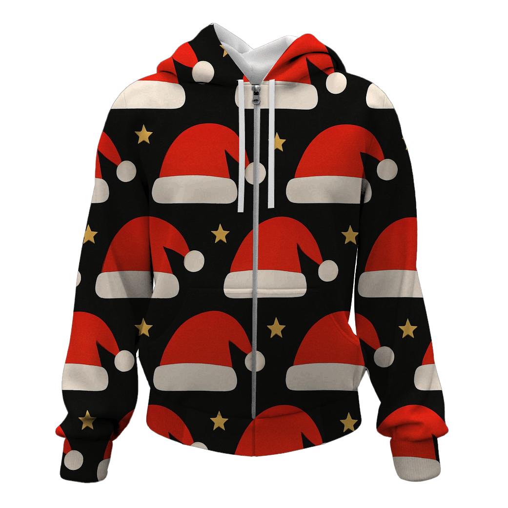 Santa Hat Stripe Bands On Black Background hoodie designs