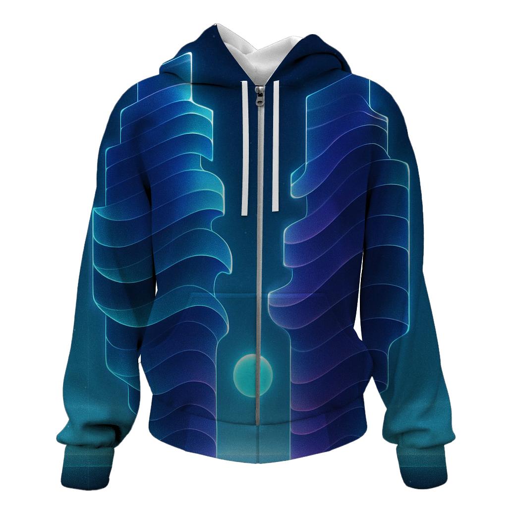 Indigo Soundwave Monoliths embroidered hoodies