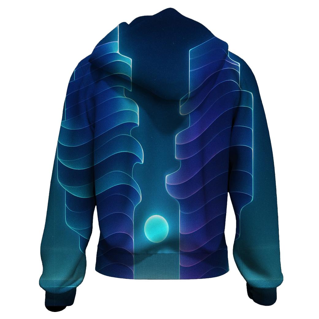 Indigo Soundwave Monoliths embroidered hoodies