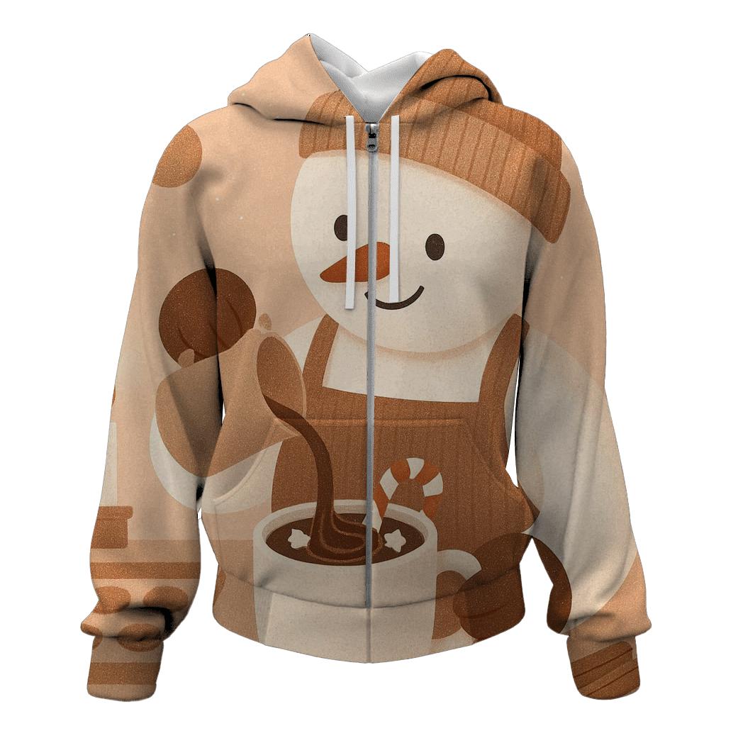 Snowman Barista Serving Cocoa Swirls custom hoodies
