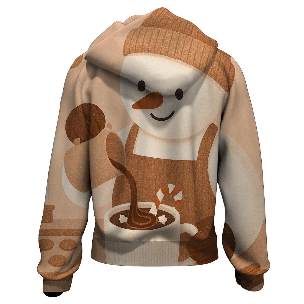 Snowman Barista Serving Cocoa Swirls custom hoodies
