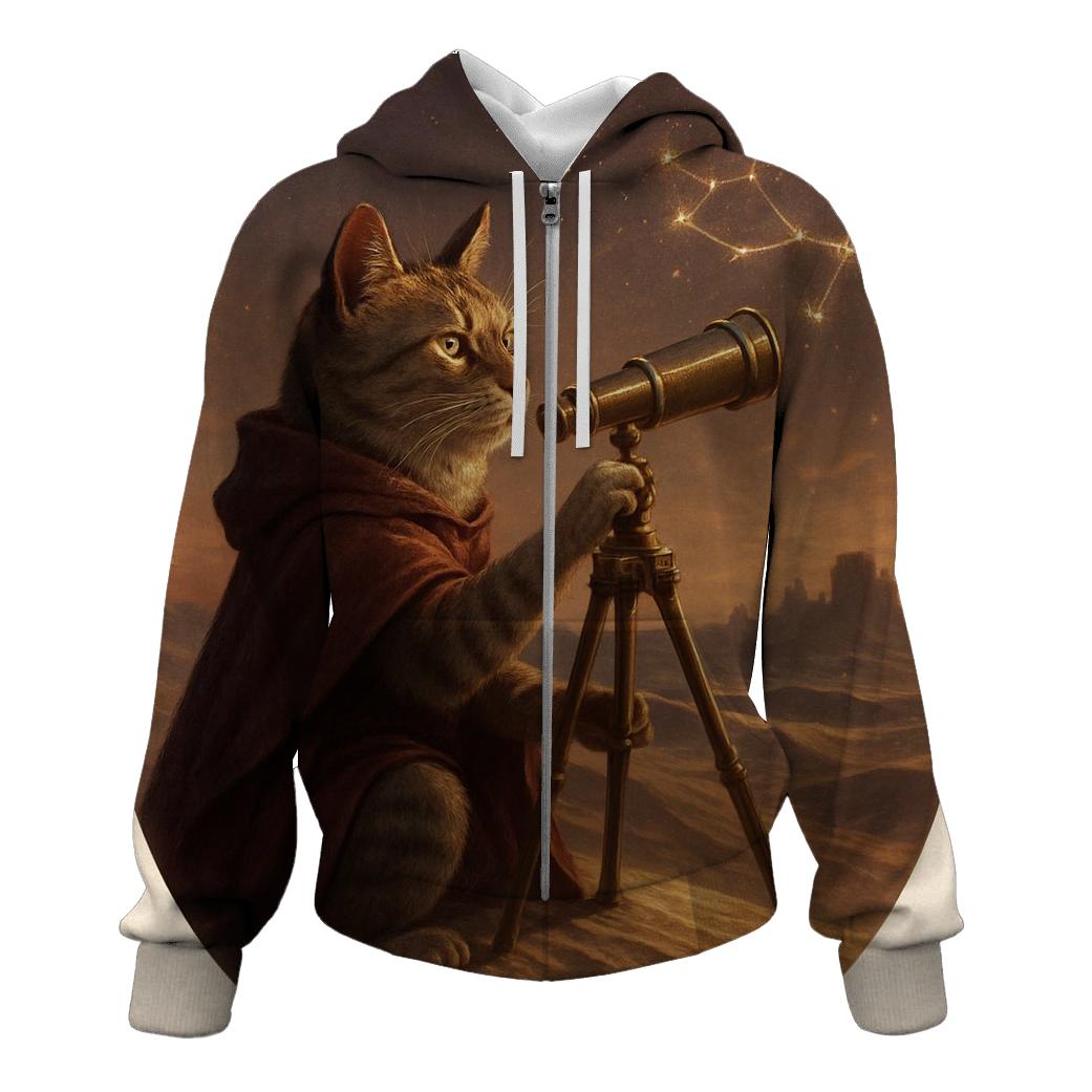 Desert Mirage Astronomer Cat designer hoodies