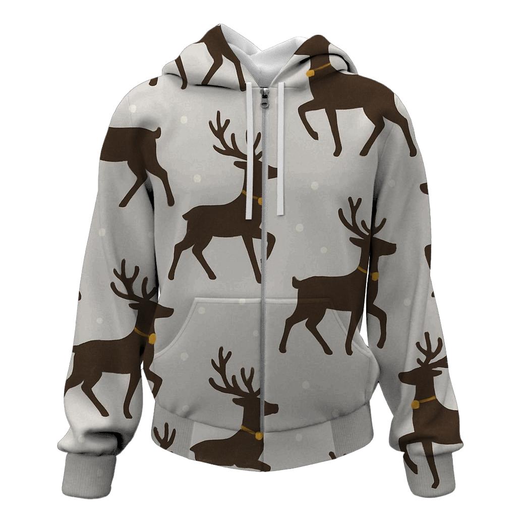 Reindeer Silhouette Diagonal March On Light Gray Background graphic hoodies