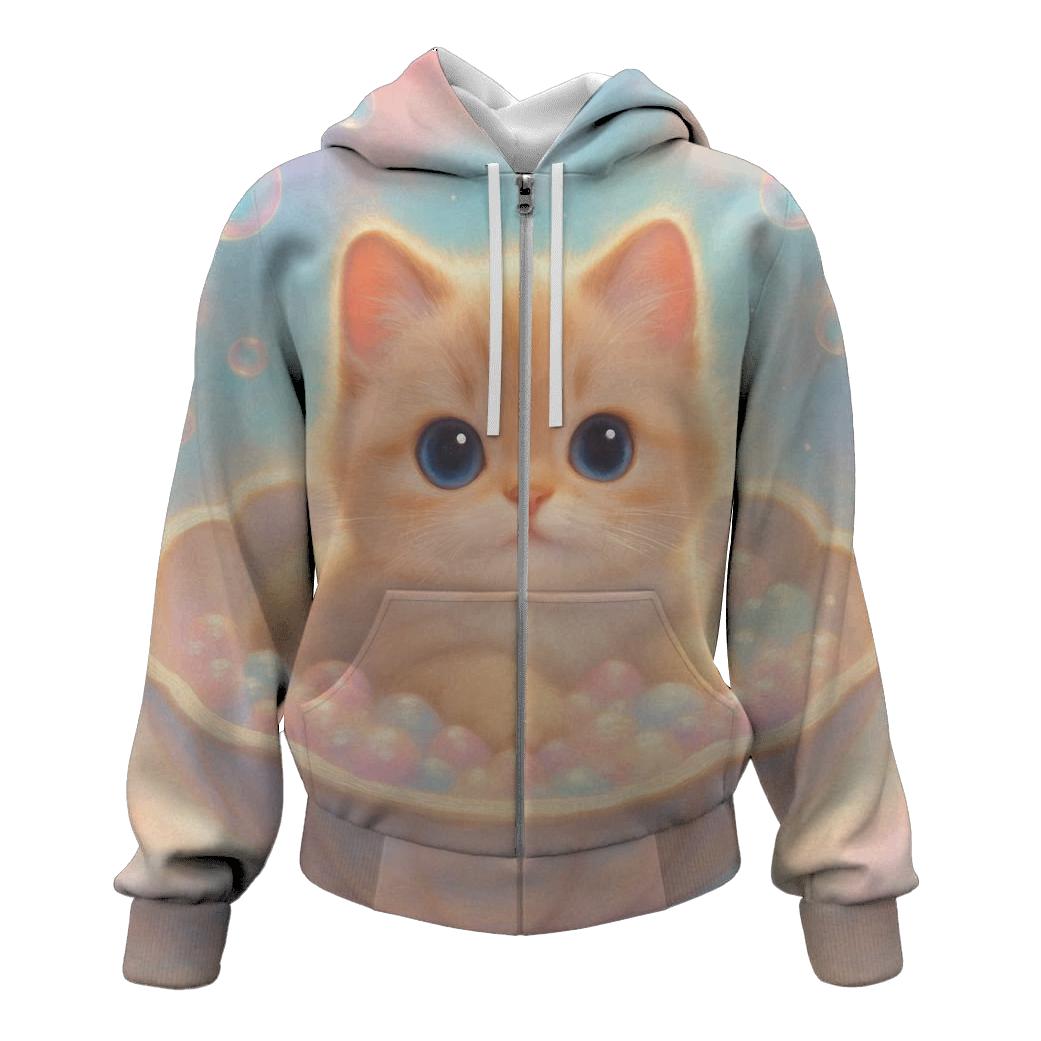 Rainbow Mist Bubble Bath Cat premium hoodies