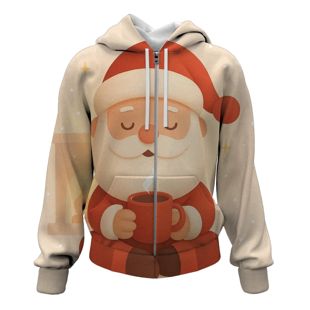 Minimal Cozy Santa With Fireplace Glow hoodies fashion
