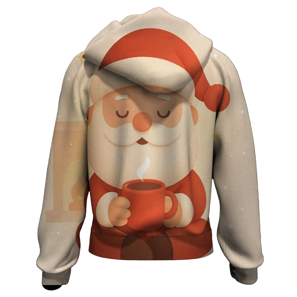Minimal Cozy Santa With Fireplace Glow hoodies fashion