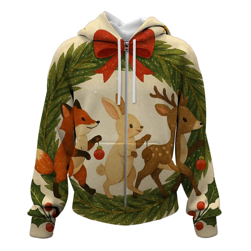 Winter Wildlife Wreath Parade hoodie trends