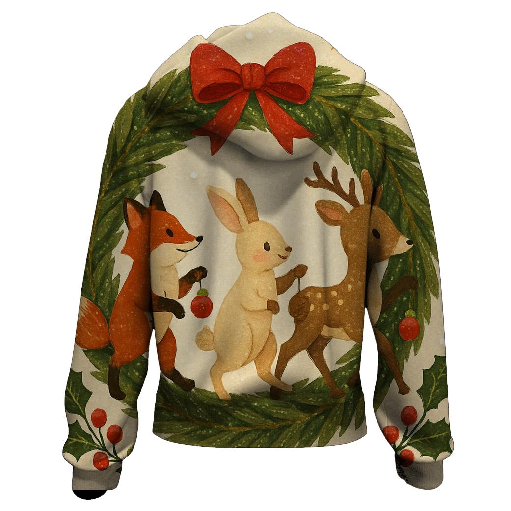 Winter Wildlife Wreath Parade hoodie trends
